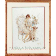 PN-0007951 Набір для вишивки хрестом LanArte Girl in Chair with Dog Дівчина у кріслі з собакою