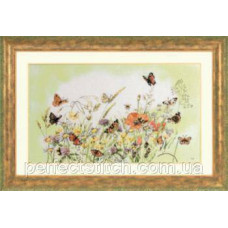 PN-0007967 Набір для вишивки хрестом LanArte Flowers/Butterfly Метелики на лугу
