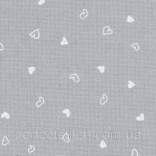 Zweigart 3984/7409 Murano Petit Coeur 32 ct. Сірий з білими серцями