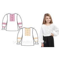 160-12-09 Сорочка для дівчаток під вишивку, біла, довгий рукав