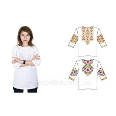 875-18/09 Сорочка жіноча під вишивку, біла, рукав 3/4
