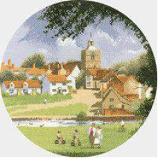 HC508 Схема для вышивания крестом "Сонная деревня//Sleepy Village" Heritage Crafts