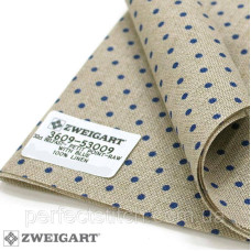 Zweigart 3609/53009 Belfast 32 ct. Сирий льон в синій горошок