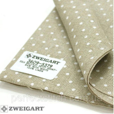 Zweigart 3609/5379 Belfast Petit Point 32 ct. Сирий льон в білий горошок