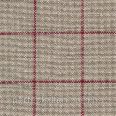 Zweigart 7666/3809 Belfast 32 ct. Натуральний льон в бордову клітку