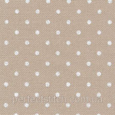 Zweigart 3984/7309 Murano Lugana Petit Point 32 ct. Бежевий в білий горошок