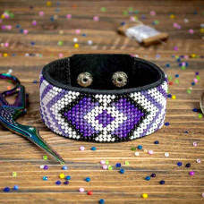 Wonderland Crafts Вишитий браслет бісером на штучній шкірі FLBB-020