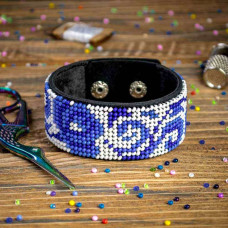 Wonderland Crafts Вишитий браслет бісером на штучній шкірі FLBB-033