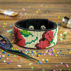 Wonderland Crafts Вишитий браслет бісером на штучній шкірі FLBB-038
