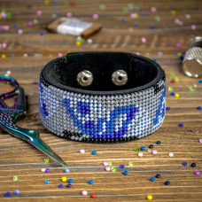 Wonderland Crafts Вишитий браслет бісером на штучній шкірі FLBB-049
